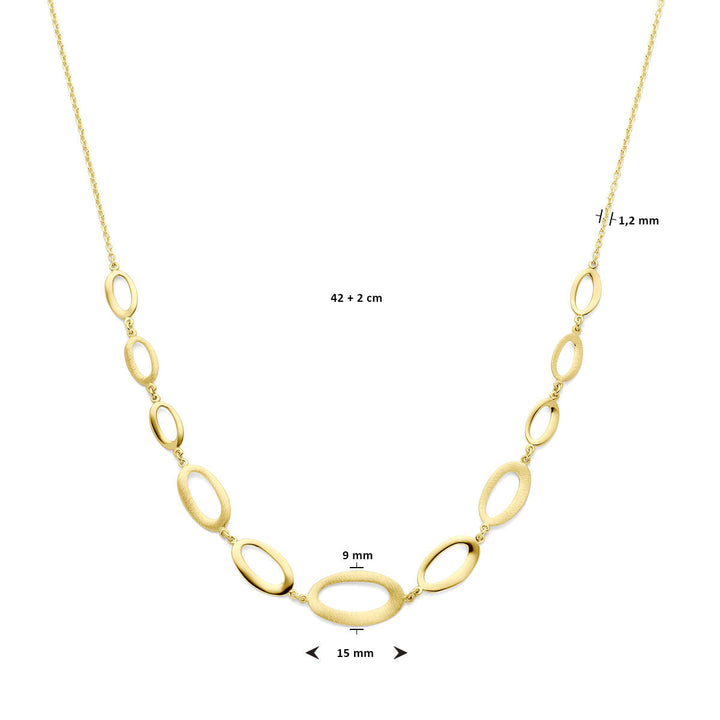collier 42 + 2 cm poli/mat 14K geelgoud
