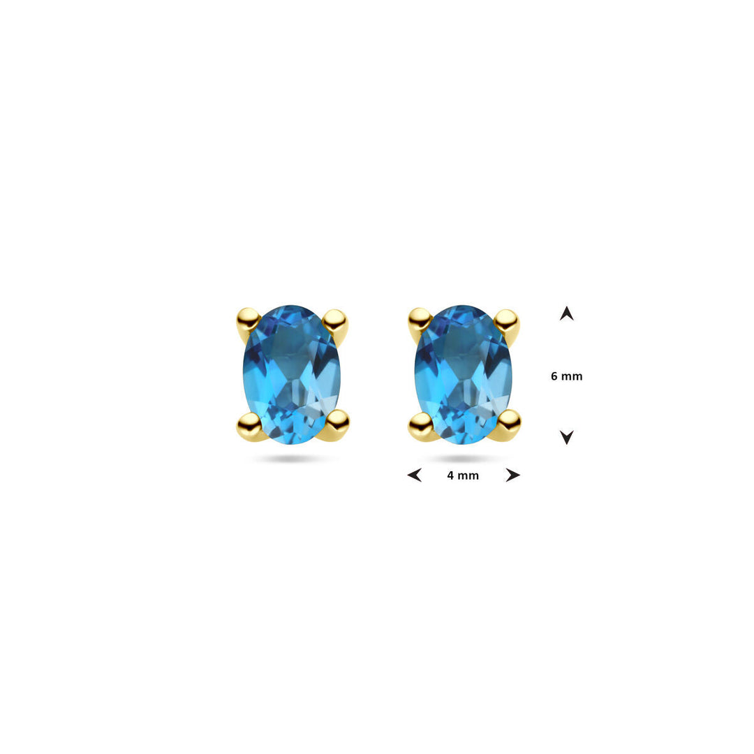 oorknoppen london blue topaas 14K geelgoud