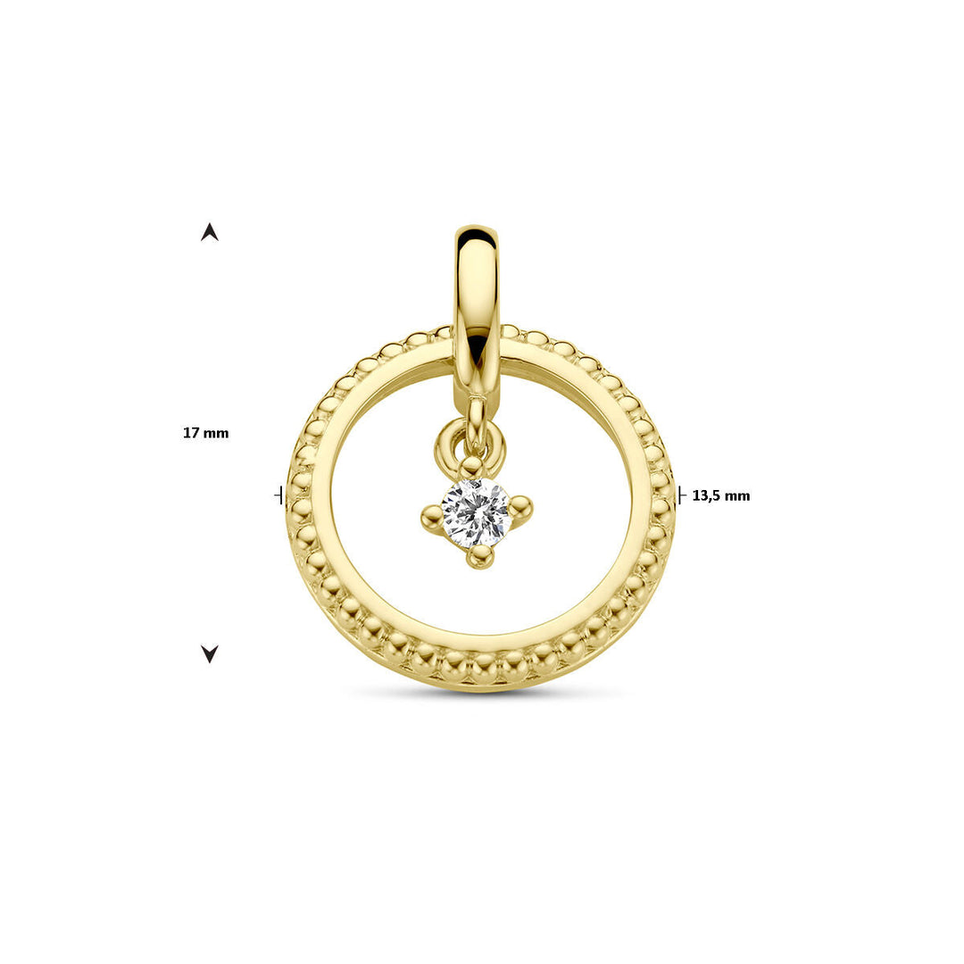 pendant circle diamond 0.06ct h si 14K yellow gold