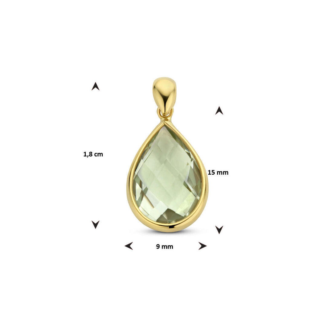 pendant green amethyst 14K yellow gold