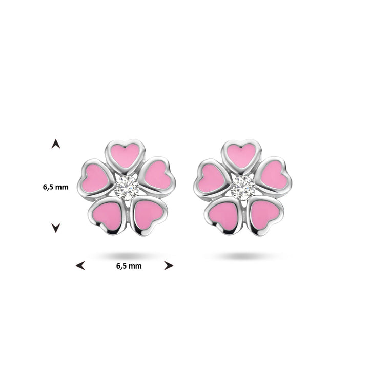 oorknoppen bloem zirkonia zilver gerhodineerd