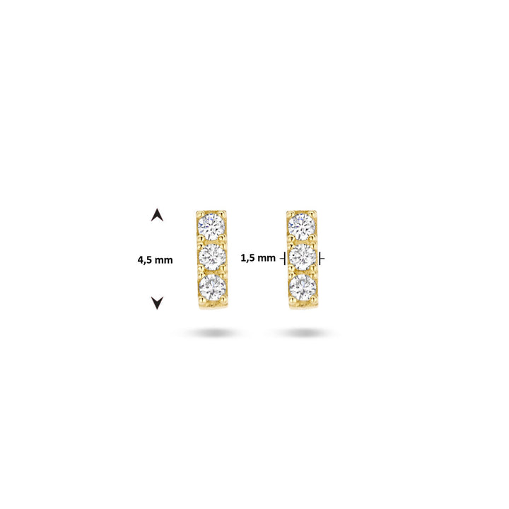 ear studs zirconia 14K yellow gold