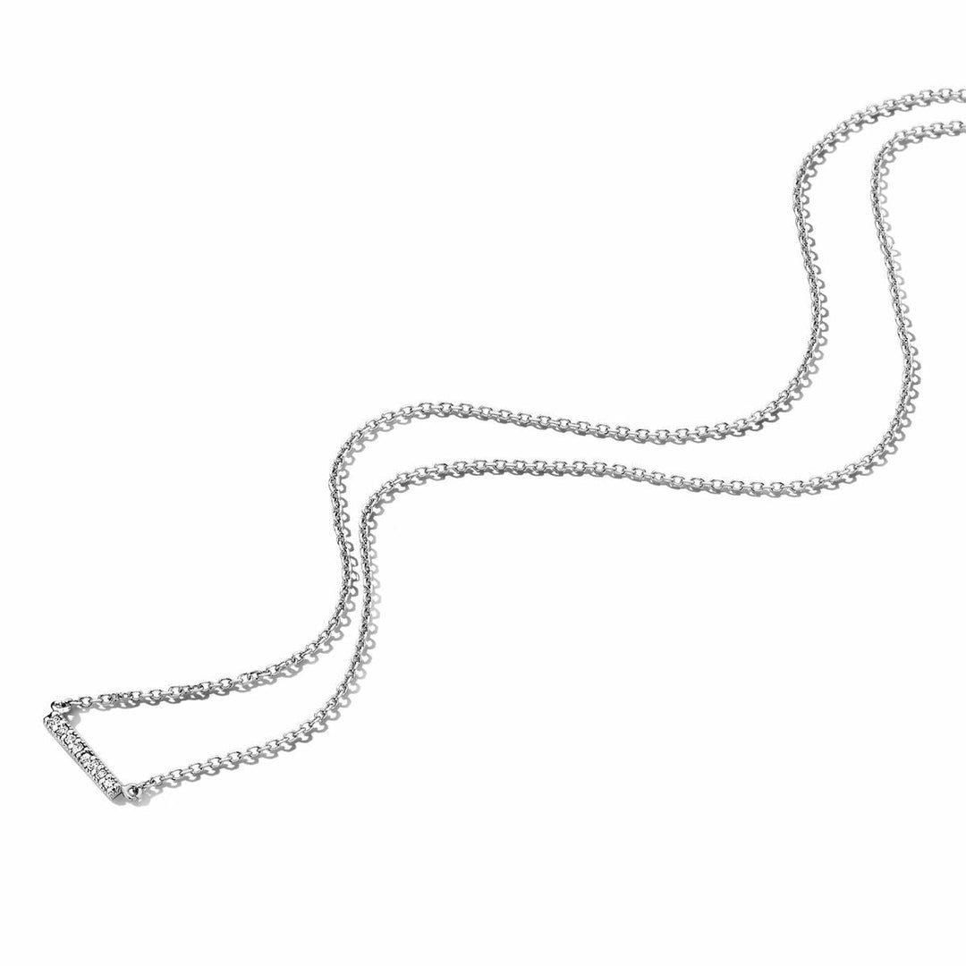 Gold ladies necklace bar diamond 14K white gold