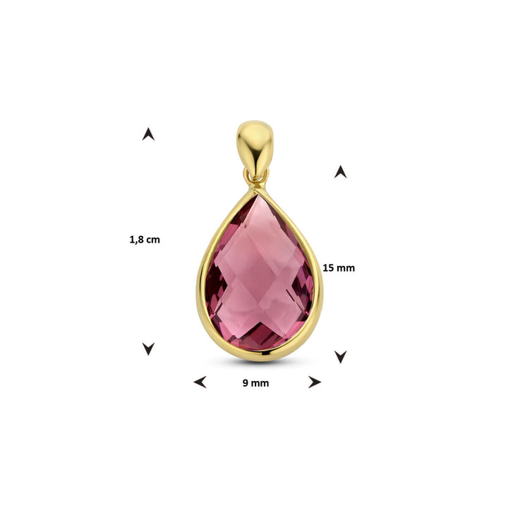 pendant rhodolite quartz 14K yellow gold