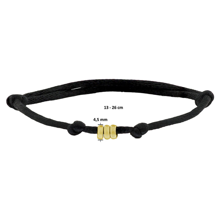 bracelet satin 14K gold with rubber/nylon/leather