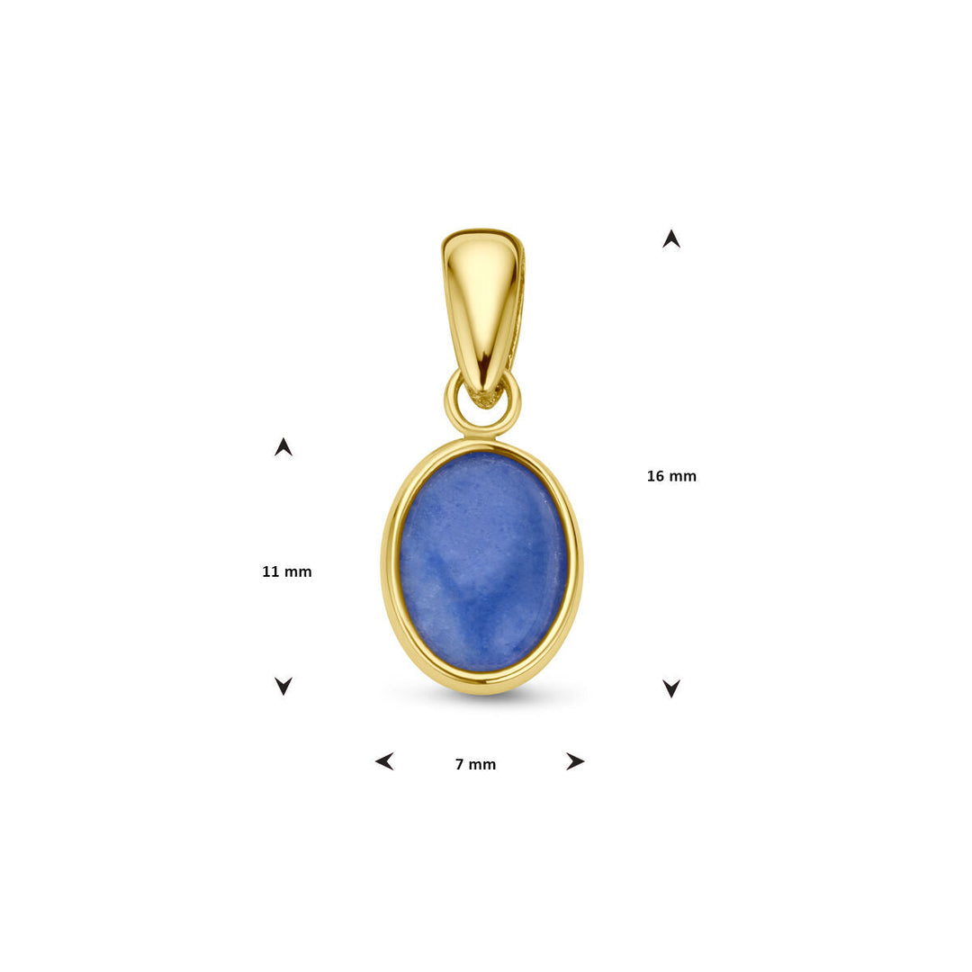 pendant blue quartz 14K yellow gold
