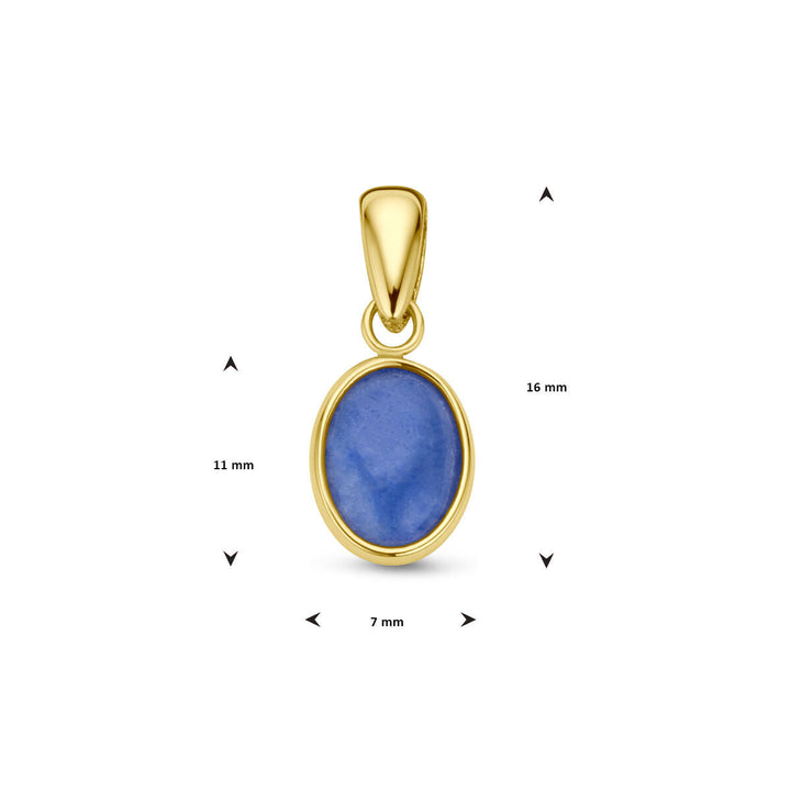 pendant blue quartz 14K yellow gold