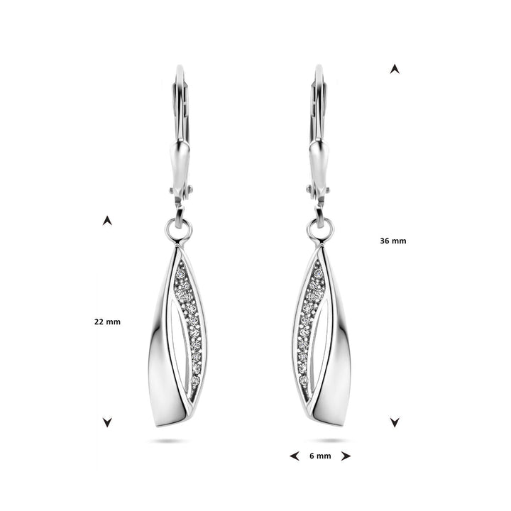 earrings zirconia brisur hook silver rhodium plated