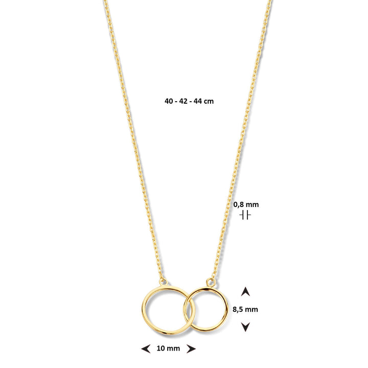 Gold ladies necklace circles 14K