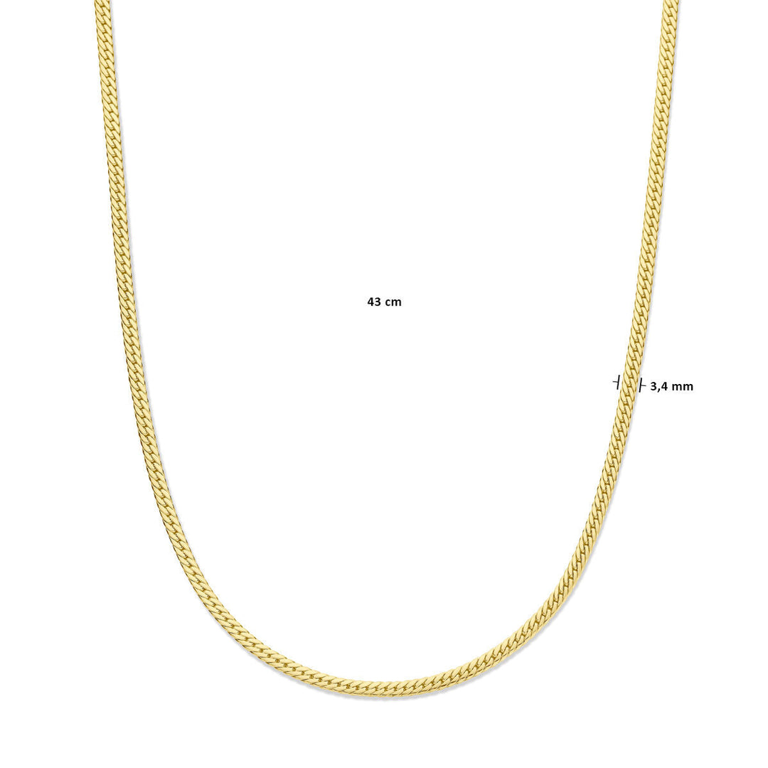 necklace gourmette 3.4 mm 43 cm 14K yellow gold