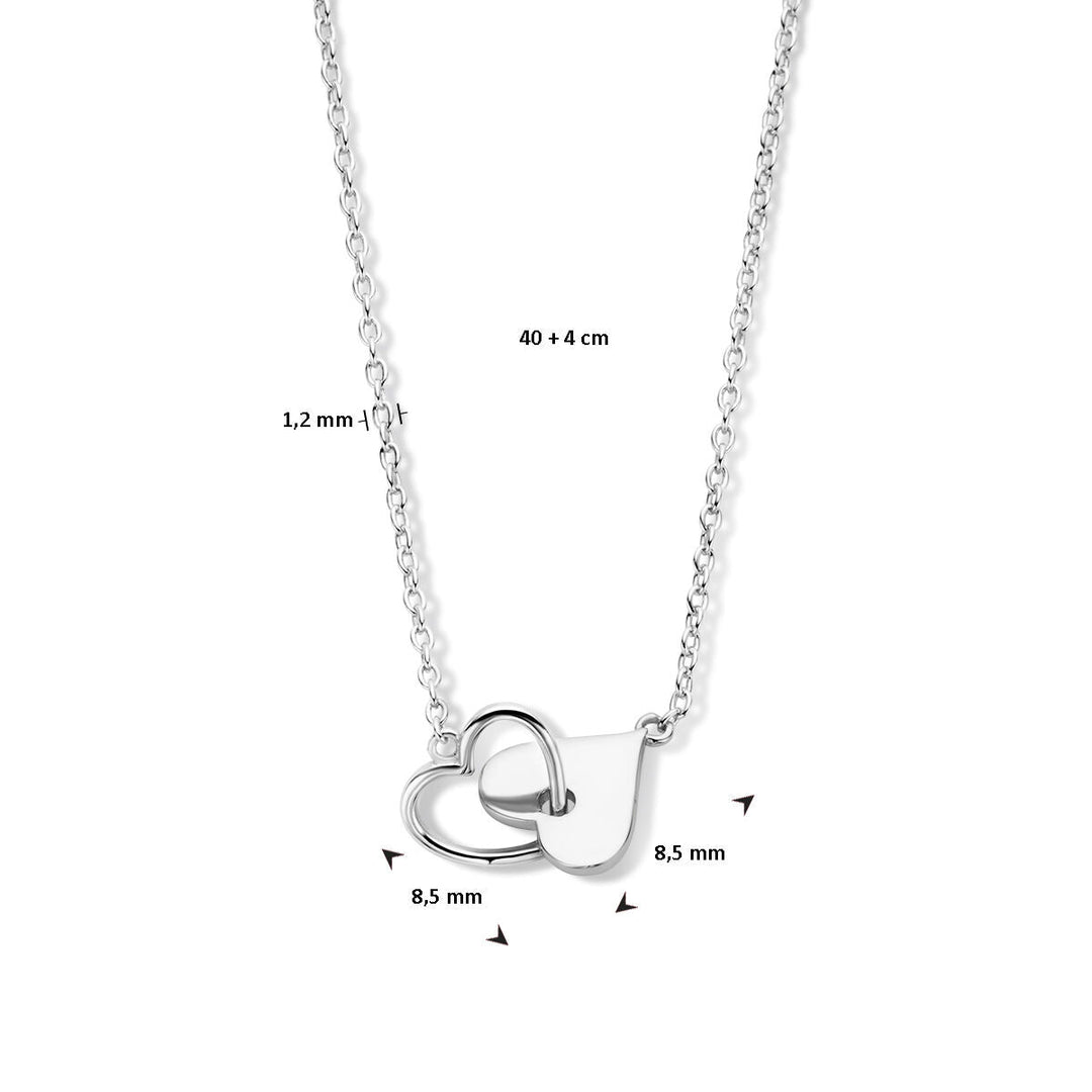 necklace hearts 40 + 4 cm silver rhodium plated