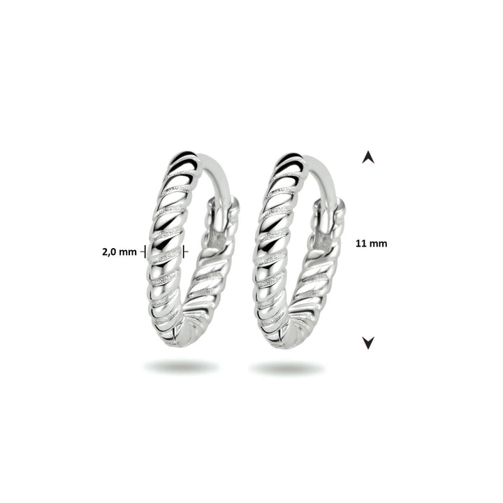 klapoorringen gedraaid zilver gerhodineerd