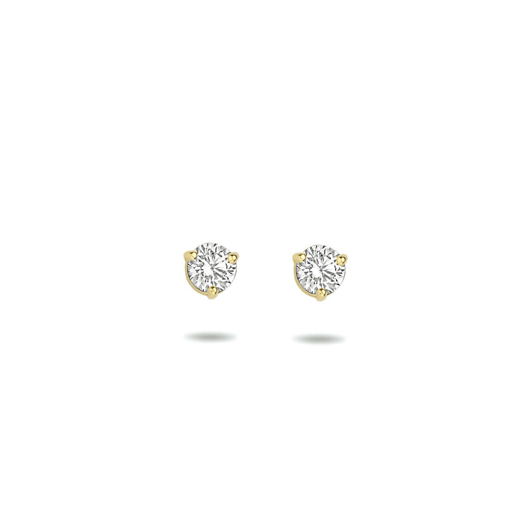 ear studs zirconia 14K yellow gold