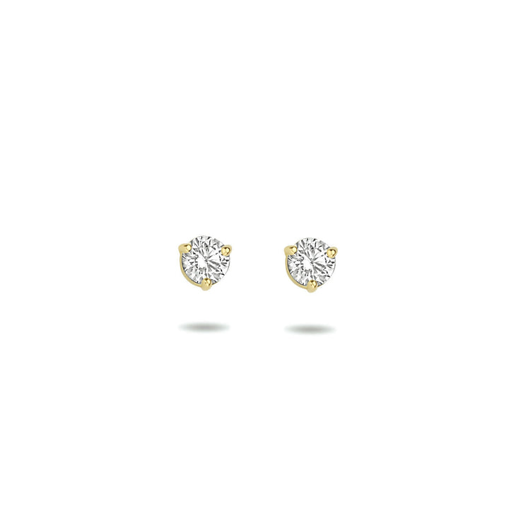 ear studs zirconia 14K yellow gold
