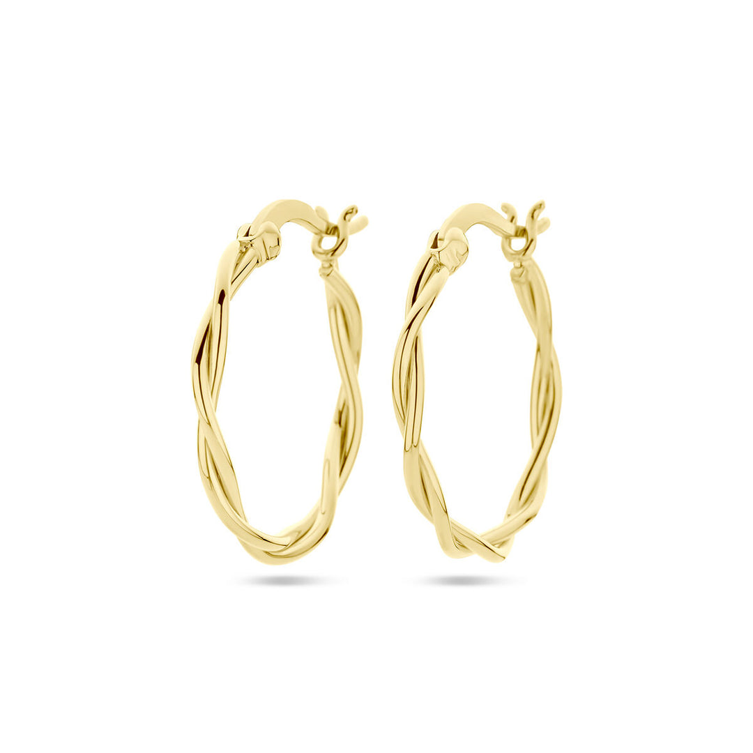 earrings twisted tube 2.0 mm 1 micron silver gold plated (yellow)