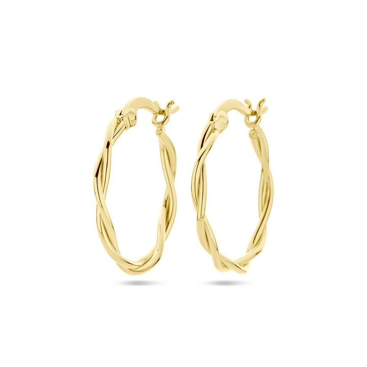 earrings twisted tube 2.0 mm 1 micron silver gold plated (yellow)