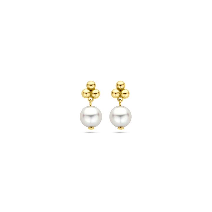 oorknoppen parel 15 mm 14K geelgoud
