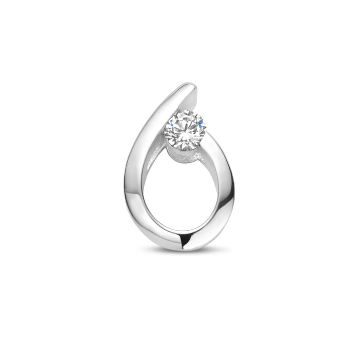 pendant drop zirconia silver rhodium plated