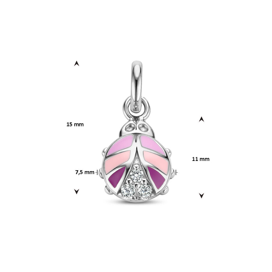 pendant ladybug zirconia silver rhodium plated