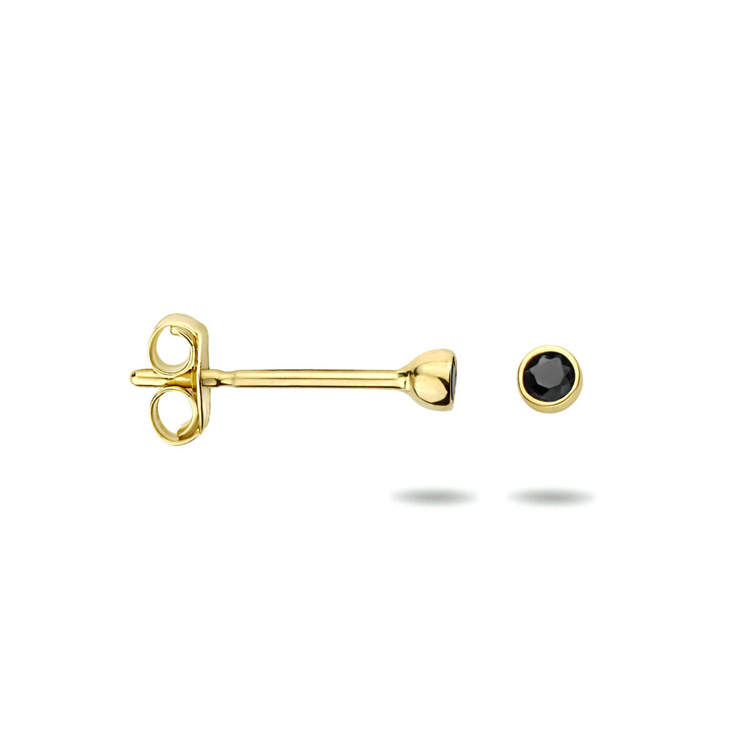 ear studs black zirconia 14K yellow gold