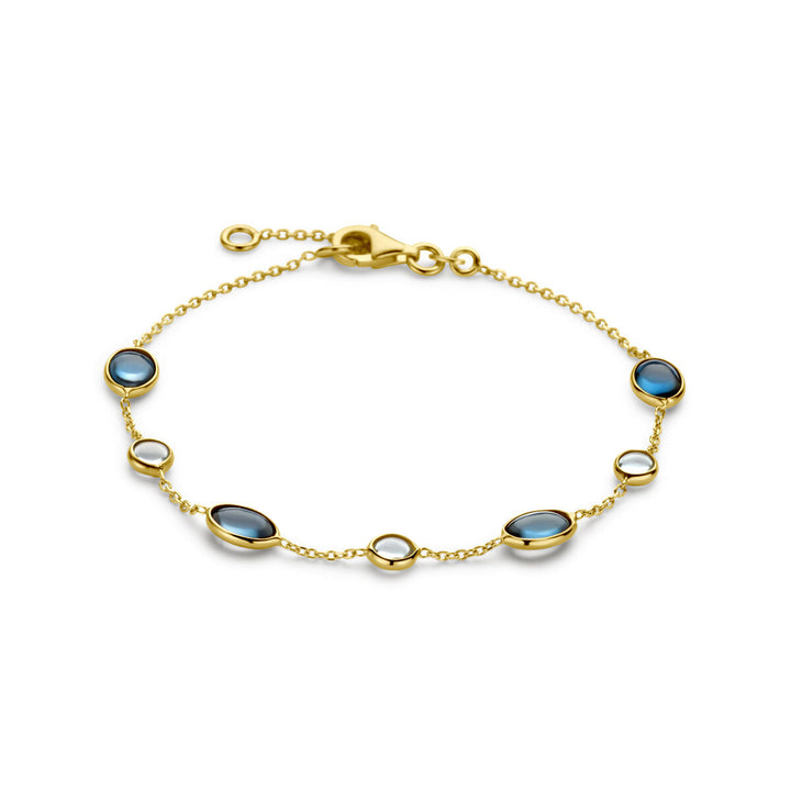 Gouden armband dames london blue en blauw topaas 14K