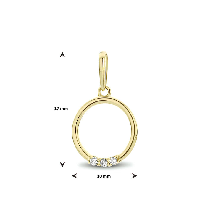 pendant round zirconia 14K yellow gold