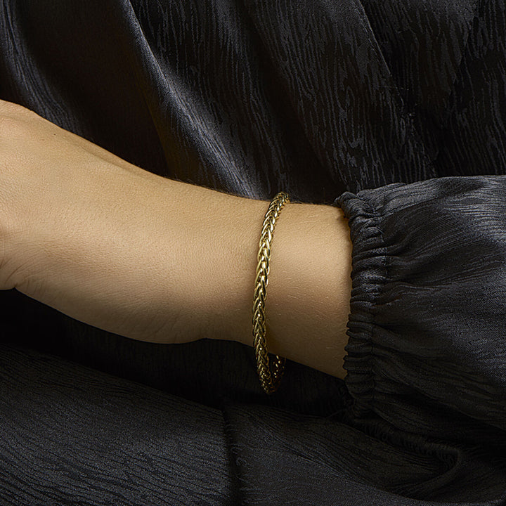 bracelet foxtail 4.0 mm 19 cm Zilgold (yellow gold with silver core)