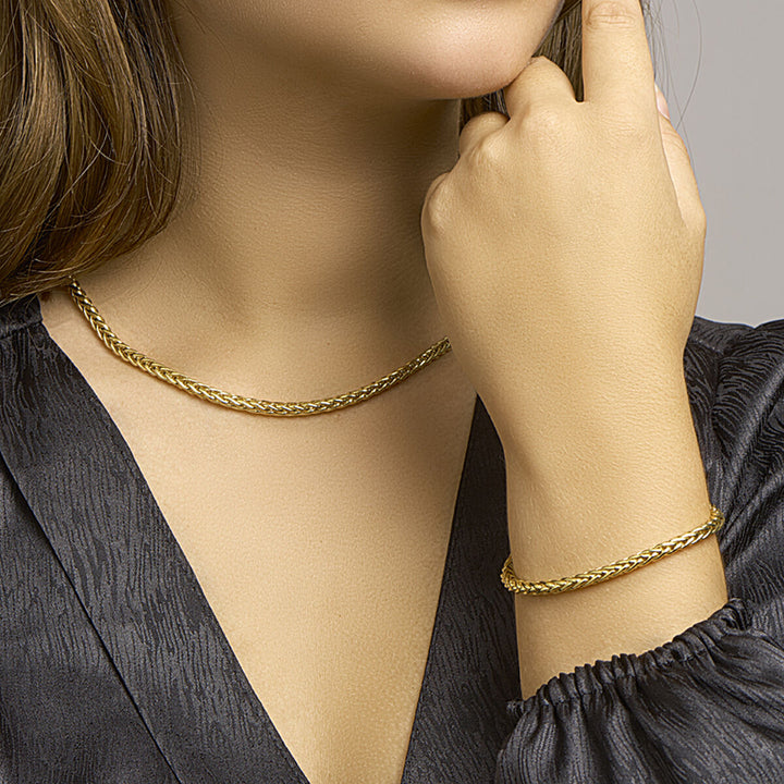 bracelet foxtail 4.0 mm 19 cm Zilgold (yellow gold with silver core)