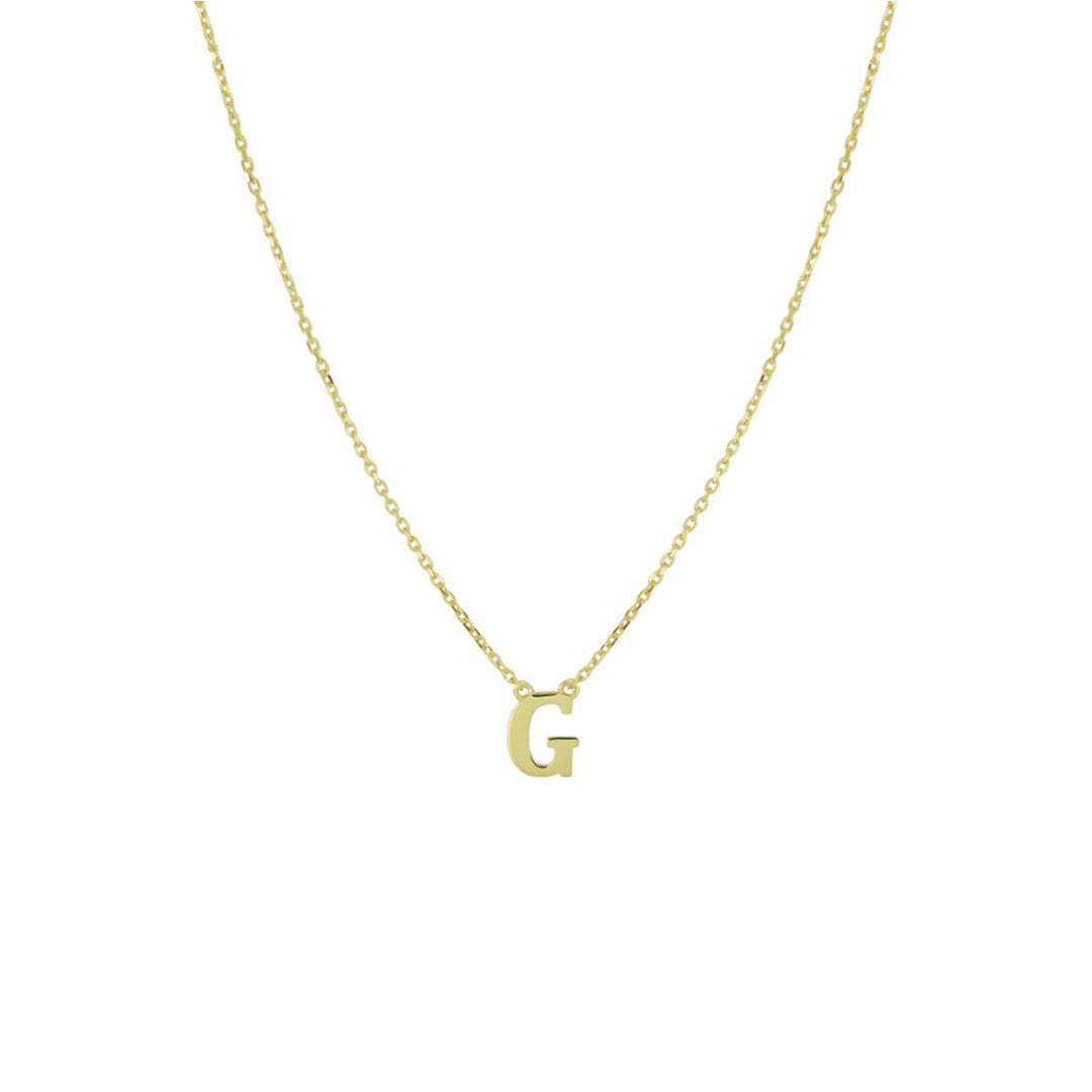 De Gouden dames ketting letter 14K van Van der Kooij Collectie is een verfijnd geelgouden collier met gepersonaliseerde letter G, ideaal als sieradencadeau voor dames bij elke gelegenheid.