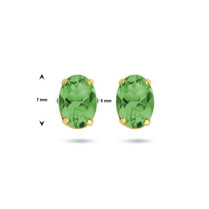 ear studs green agate 14K yellow gold