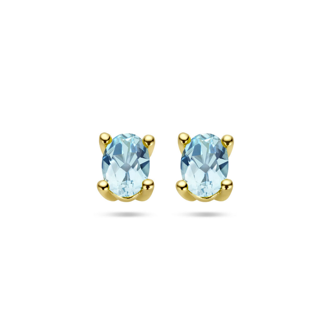 ear studs blue topaz 14K yellow gold