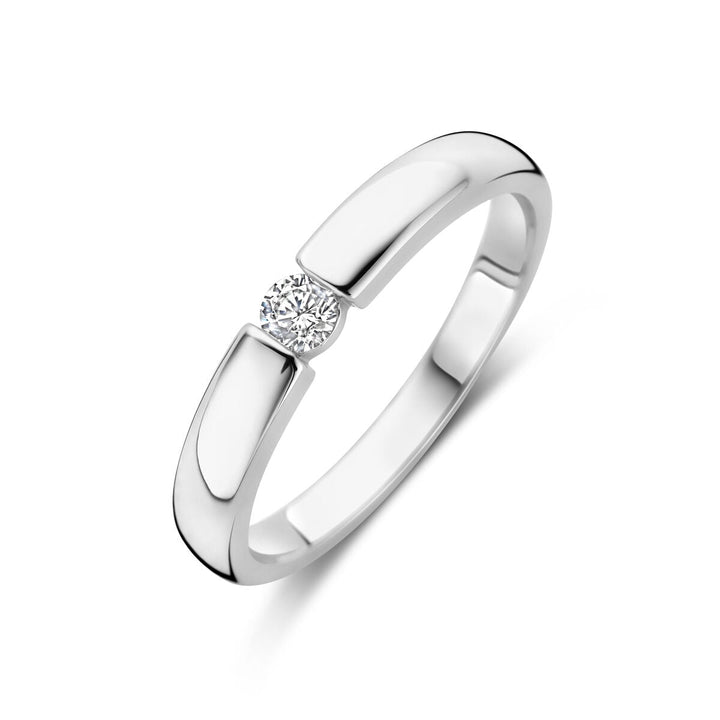 ring zirconia silver rhodium plated