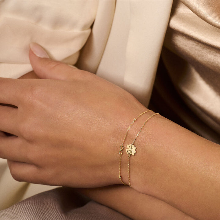 Gouden armband dames infinity en bolletjes 14K