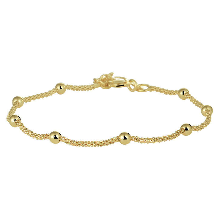 bracelet balls 3.0 mm 17 + 2 cm 3 micron silver gold plated (yellow)