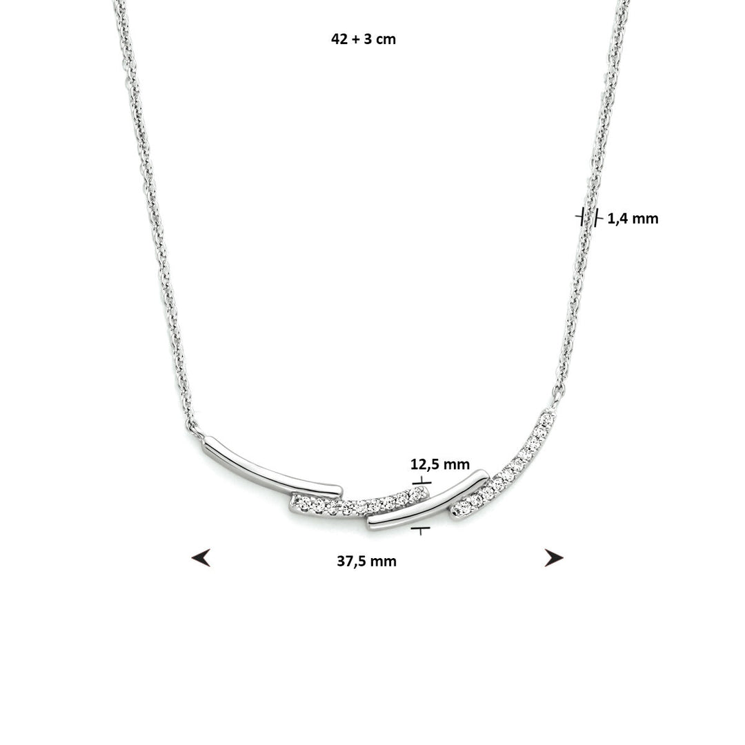necklace zirconia 42 + 3 cm silver rhodium plated
