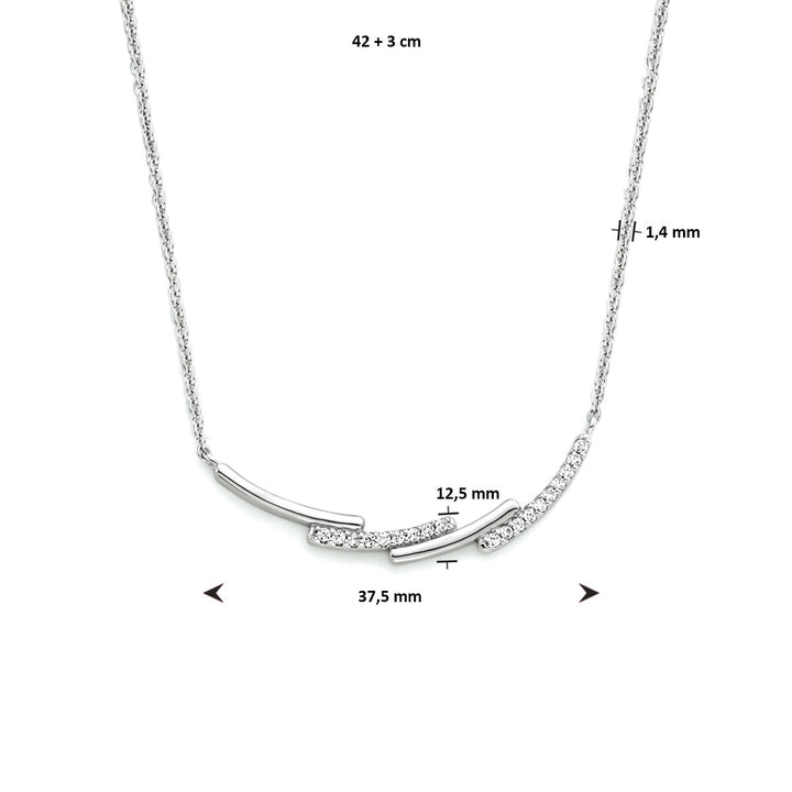 necklace zirconia 42 + 3 cm silver rhodium plated