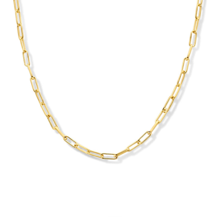 necklace paper clip square tube 2.3 mm 41 + 4 cm 3 micron silver gold plated (yellow)