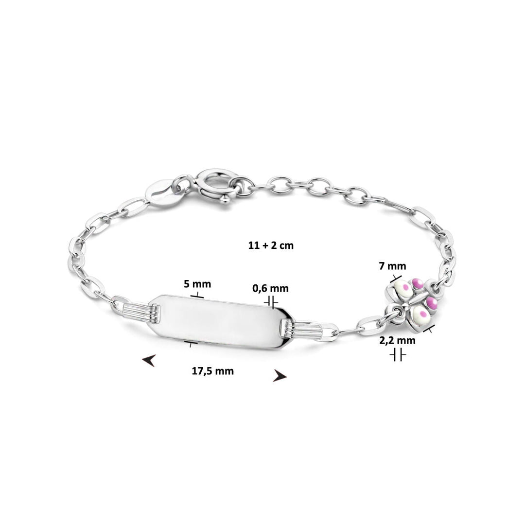 Baby armband zilver vlinder plaat 5,0 mm gerhodineerd