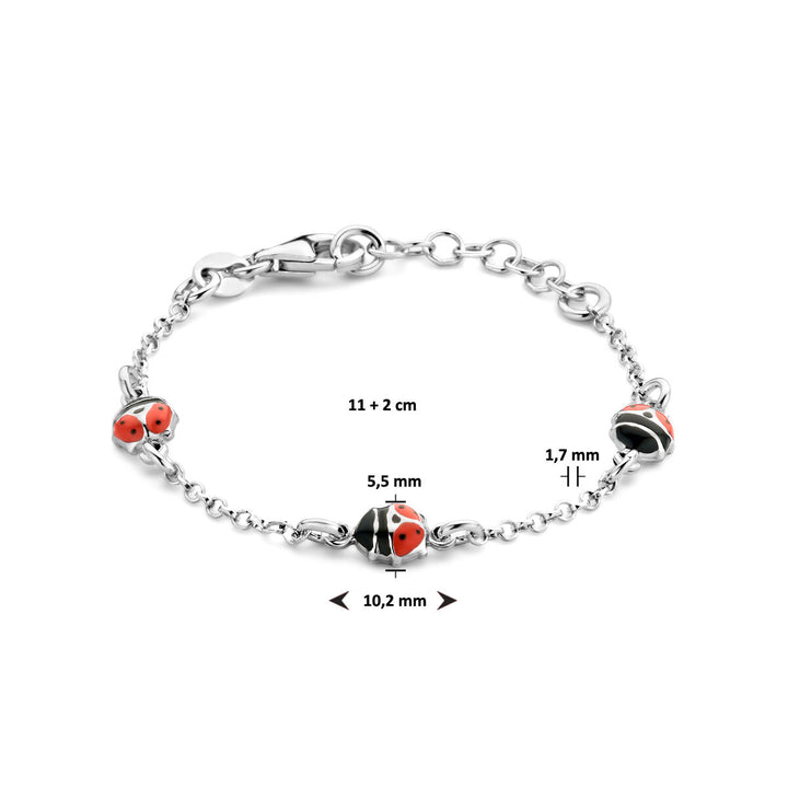 bracelet ladybug 11 + 2 cm silver rhodium plated