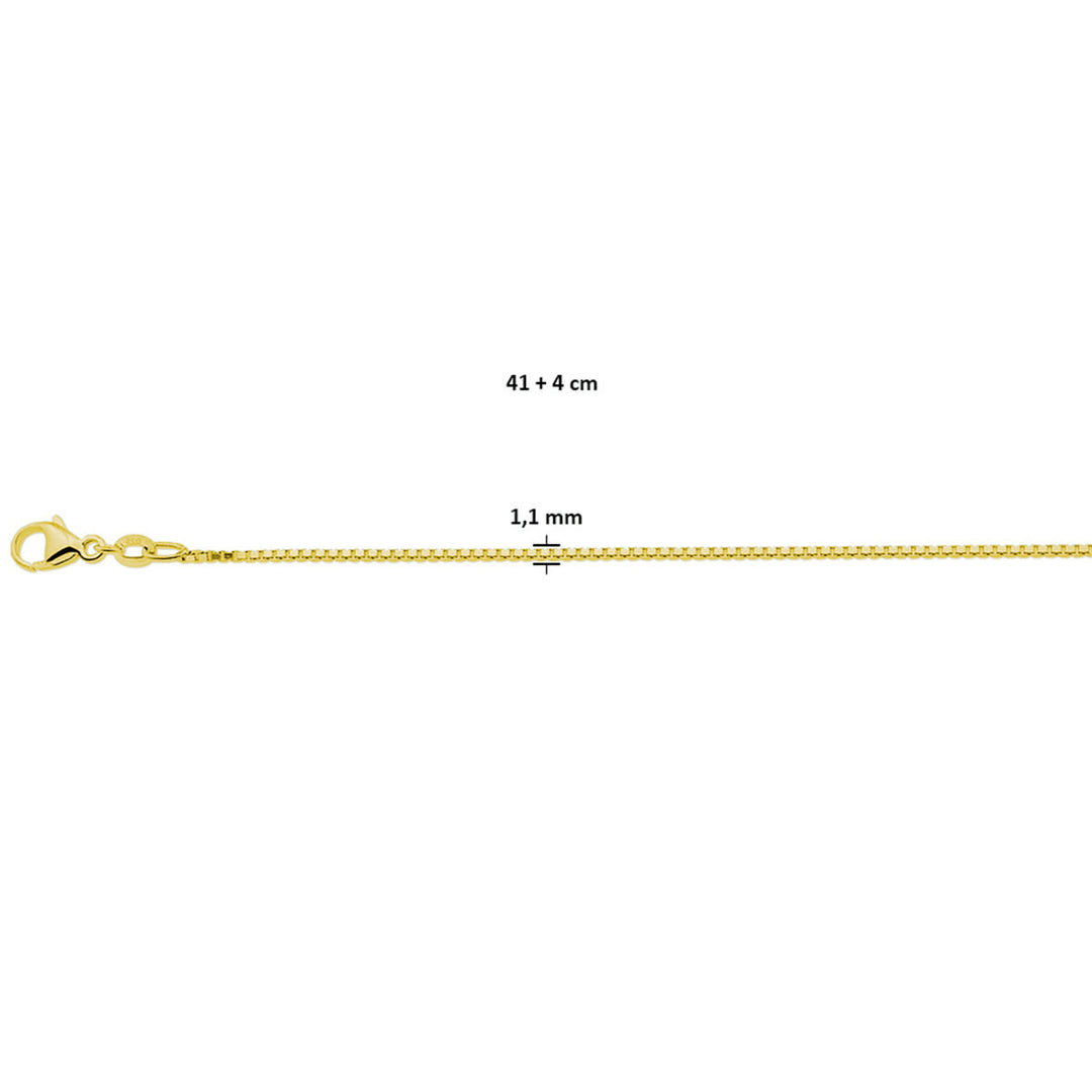 necklace venetian 1.1 mm 41 + 4 cm 3 micron silver gold plated (yellow)