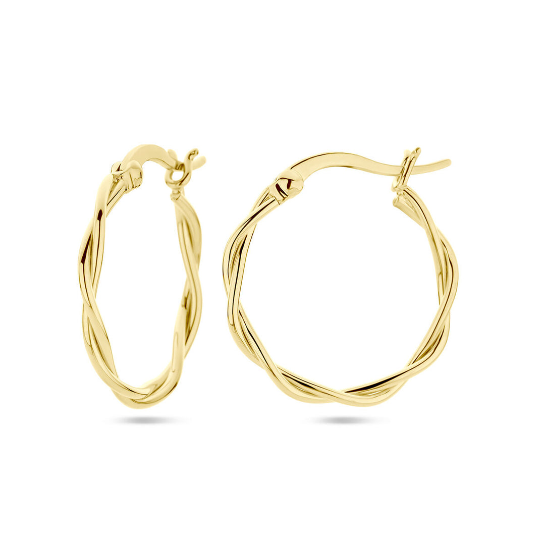 earrings twisted tube 2.0 mm 1 micron silver gold plated (yellow)