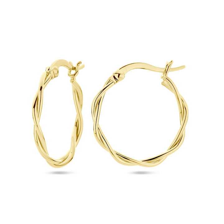 earrings twisted tube 2.0 mm 1 micron silver gold plated (yellow)