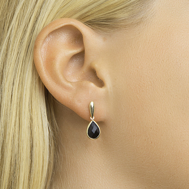 earrings onyx 14K yellow gold