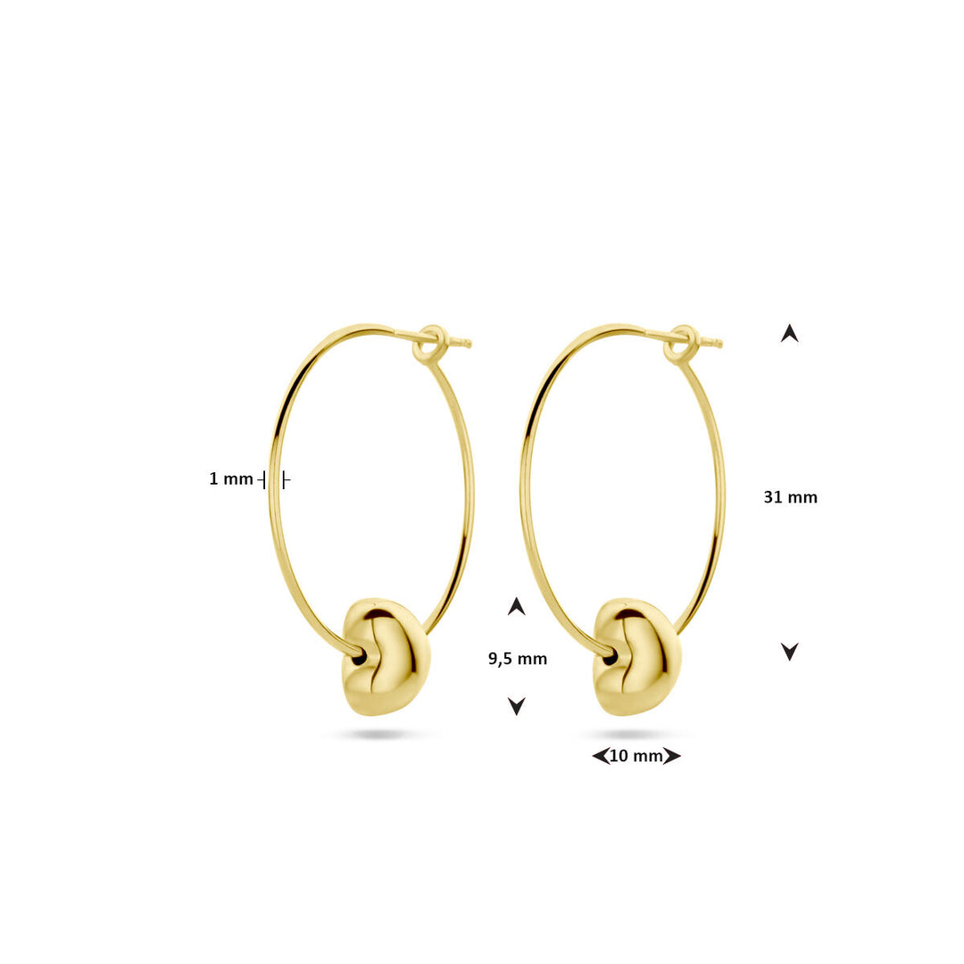 earrings heart 1 micron silver gold plated (yellow)