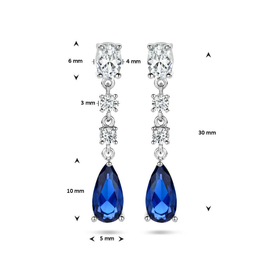 earrings sapphire colored zirconia silver rhodium plated