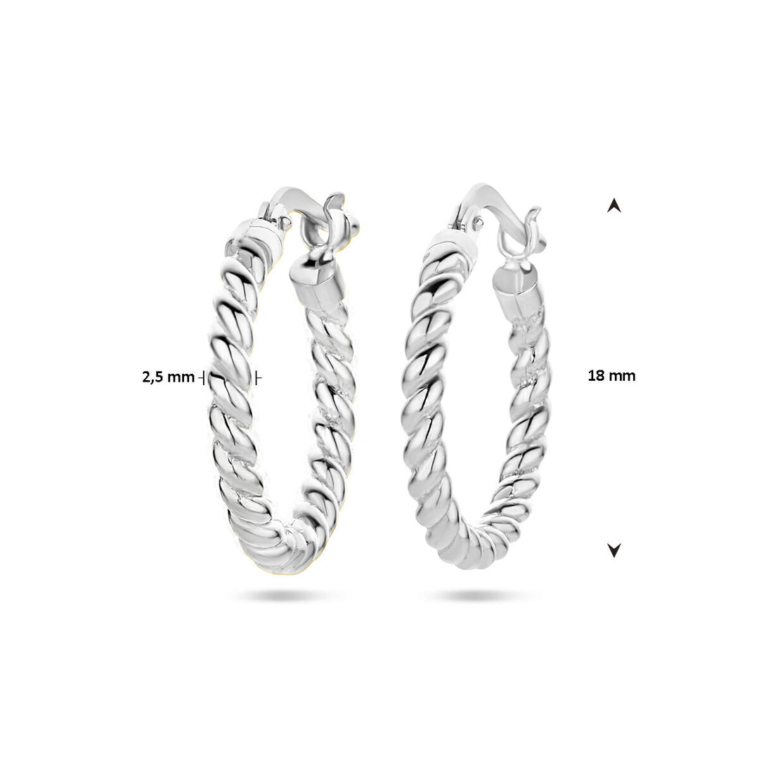 earrings twisted tube silver rhodium plated