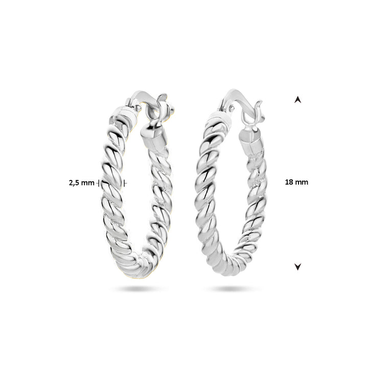 earrings twisted tube silver rhodium plated