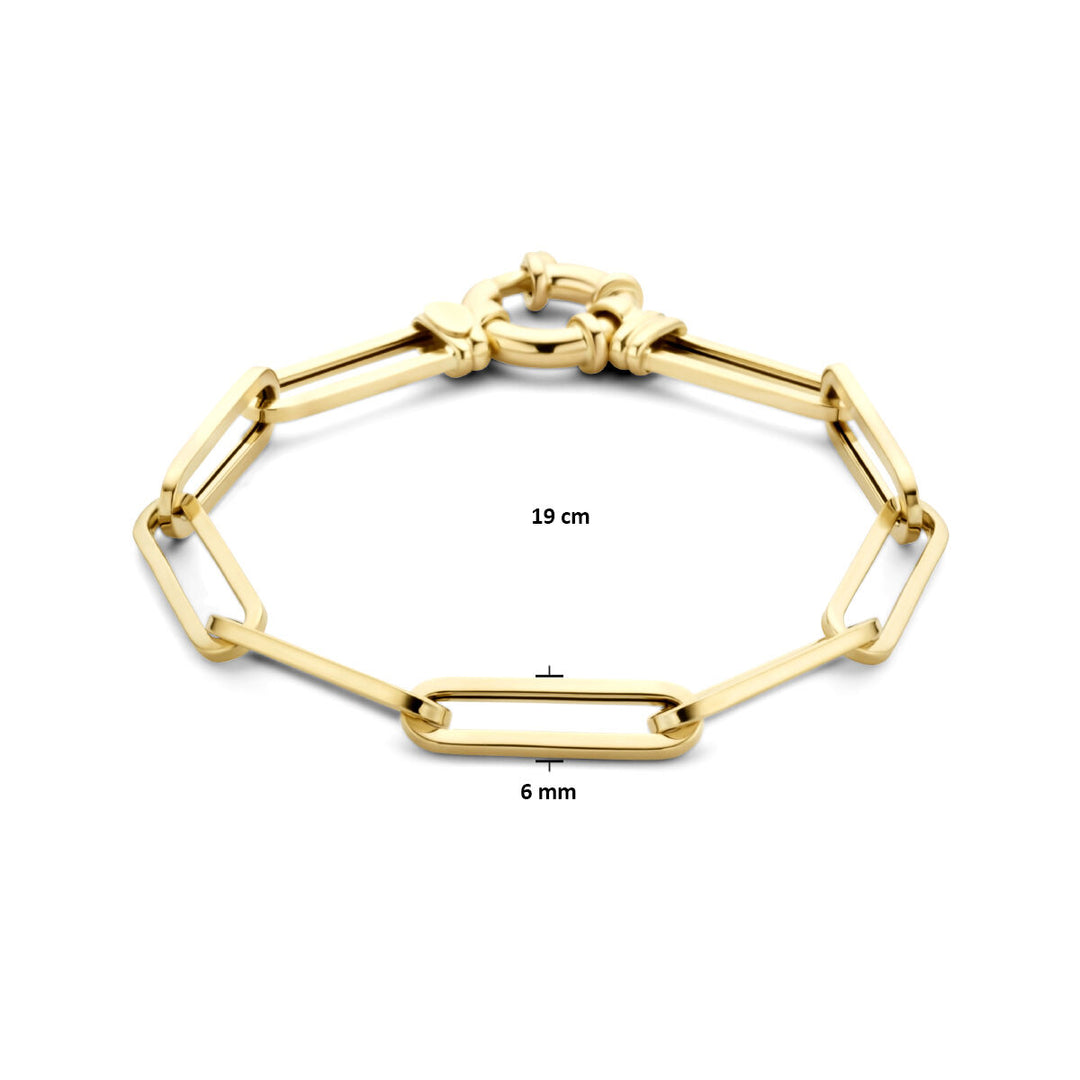 bracelet paper clip square tube 6.0 mm 19 cm with large spring clasp 14K yellow gold