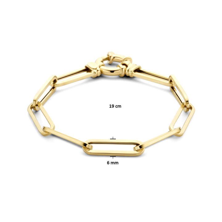 bracelet paper clip square tube 6.0 mm 19 cm with large spring clasp 14K yellow gold