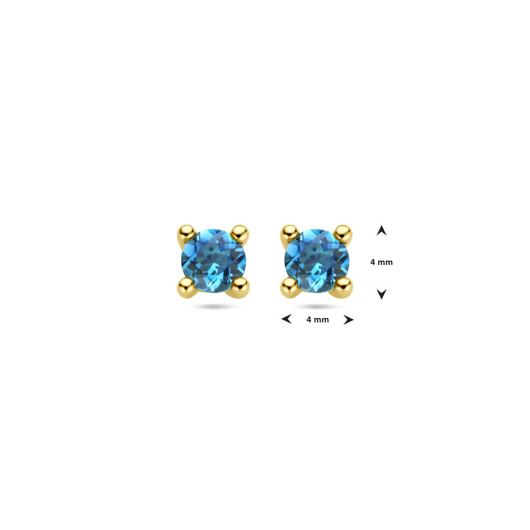 ear studs london blue topaz 14K yellow gold